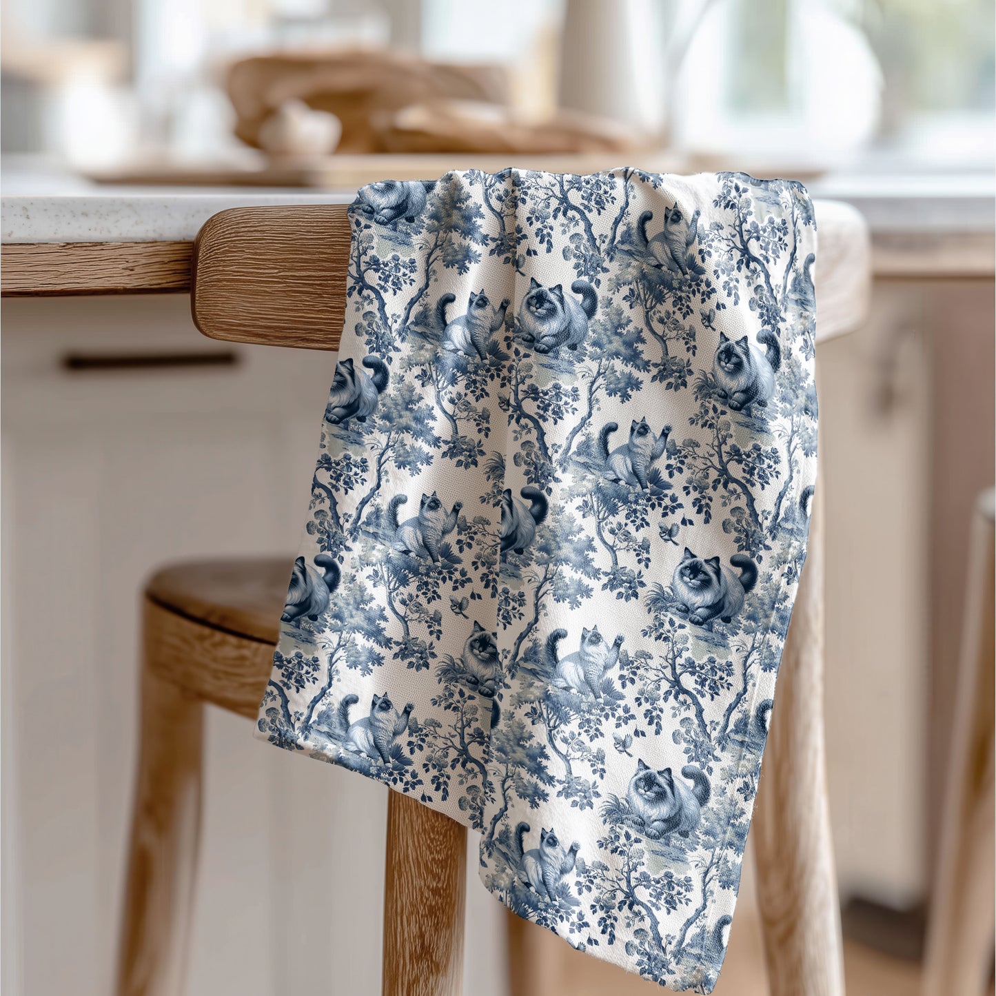 Ragdoll Cat Cotton Tea Towels - Toile Pattern