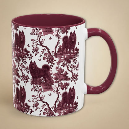 Schipperke petite cranberry toile 11 oz ceramic mug, right view