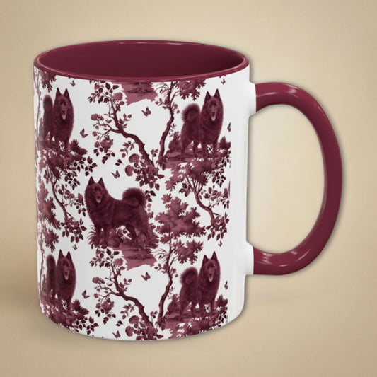 Schipperke petite cranberry toile 11 oz ceramic mug, right view
