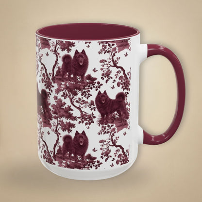 Schipperke petite cranberry toile 15 oz ceramic mug, right view
