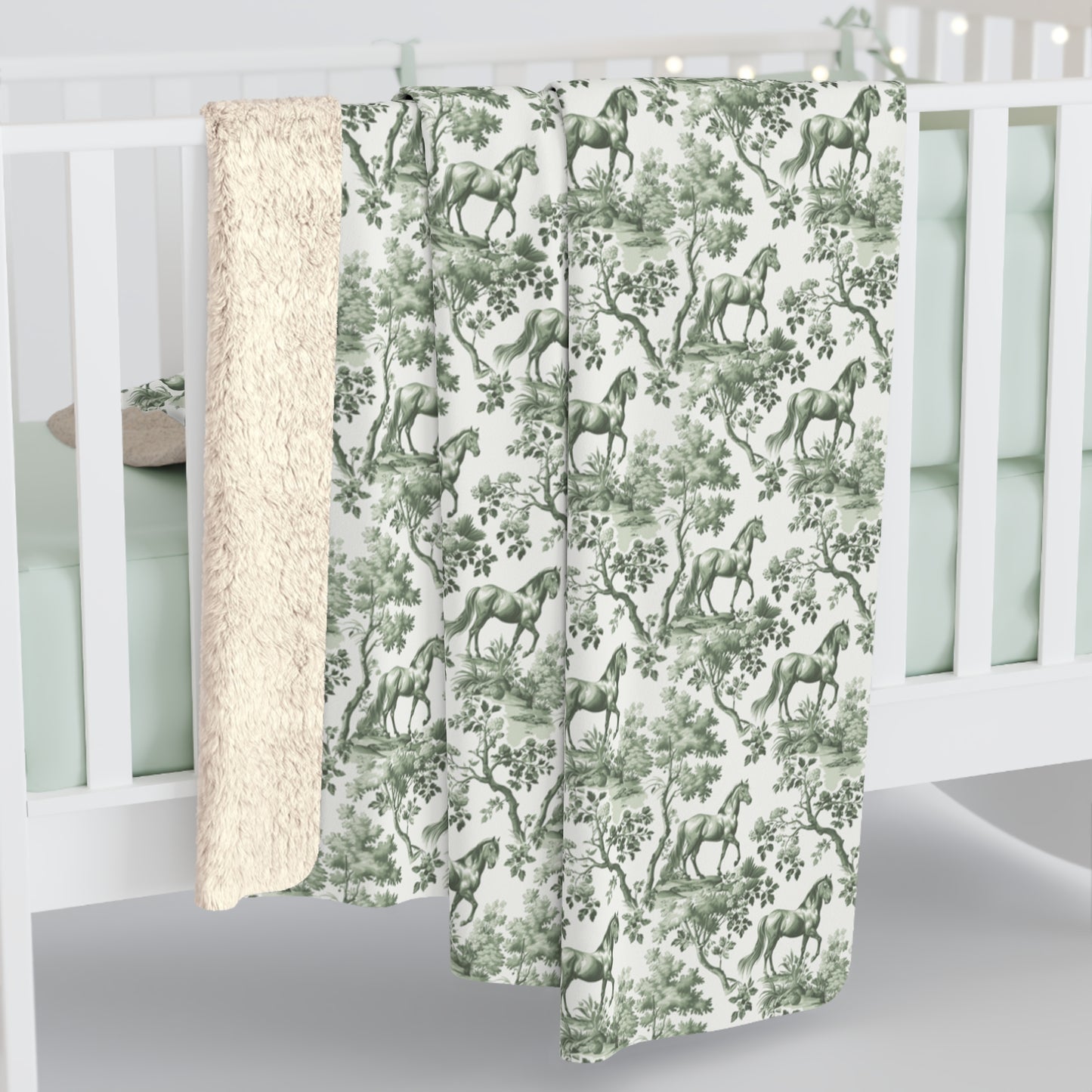 Horse Blanket - Sage Green Toile Pattern