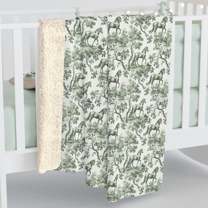 Horse Blanket - Sage Green Toile Pattern