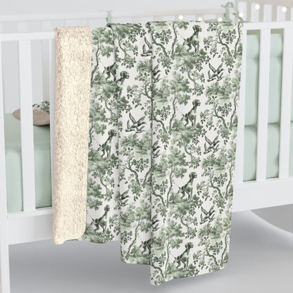 German Shorthaired Pointer Blanket - Sage Green Toile Pattern