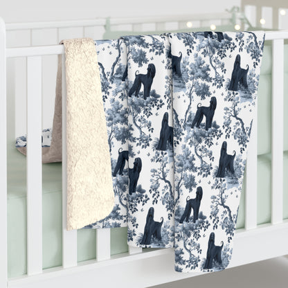 Afghan Hound (black) Blanket - Toile Pattern