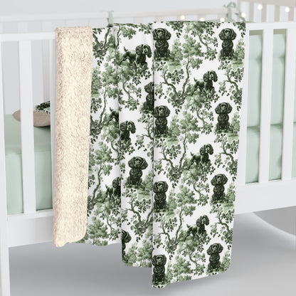 Boykin Spaniel Blanket - Sage Green Toile Pattern