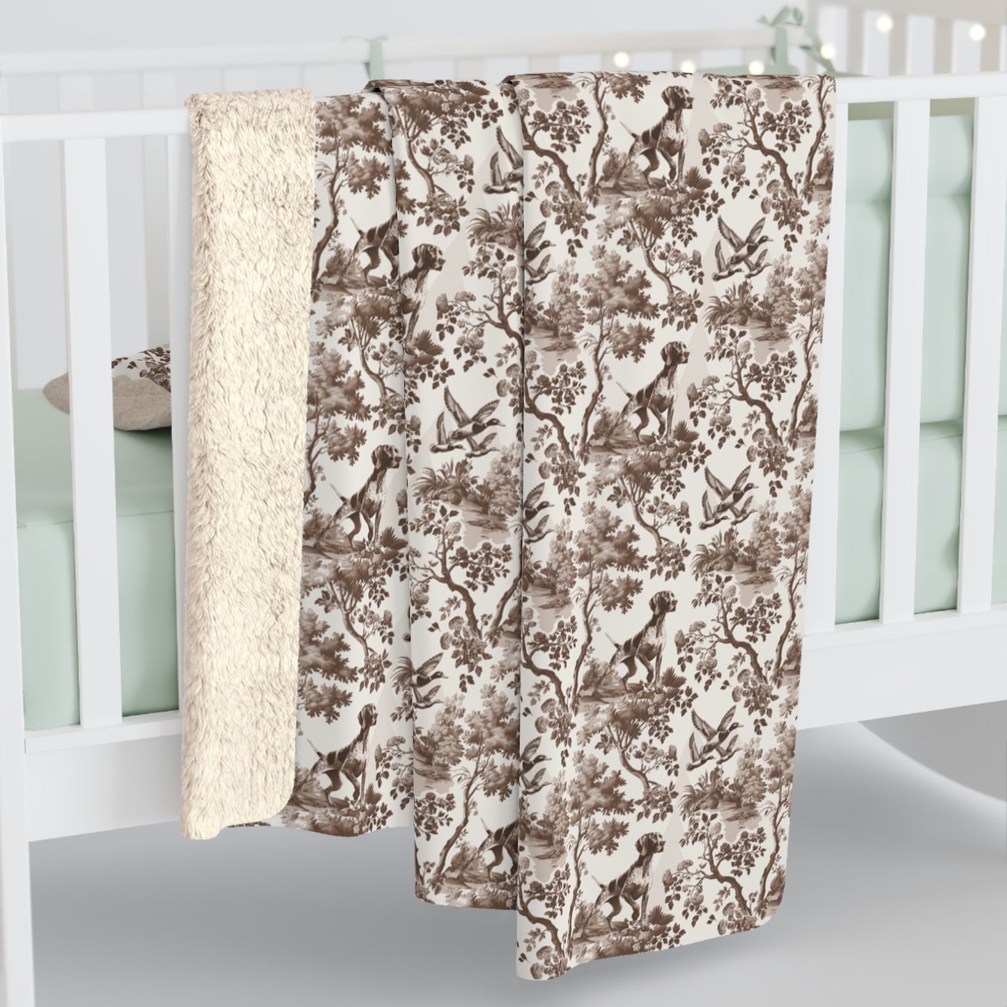 German Shorthaired Pointer Blanket - Brown Toile Pattern