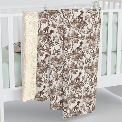 German Shorthaired Pointer Blanket - Brown Toile Pattern
