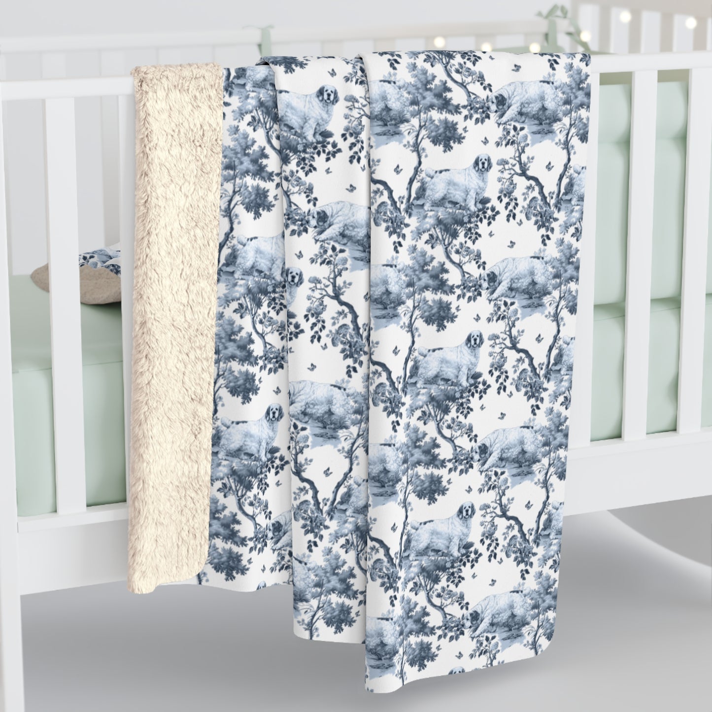 Clumber Spaniel Blanket - Toile Pattern