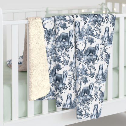 Bearded Collie Blanket - Toile Pattern