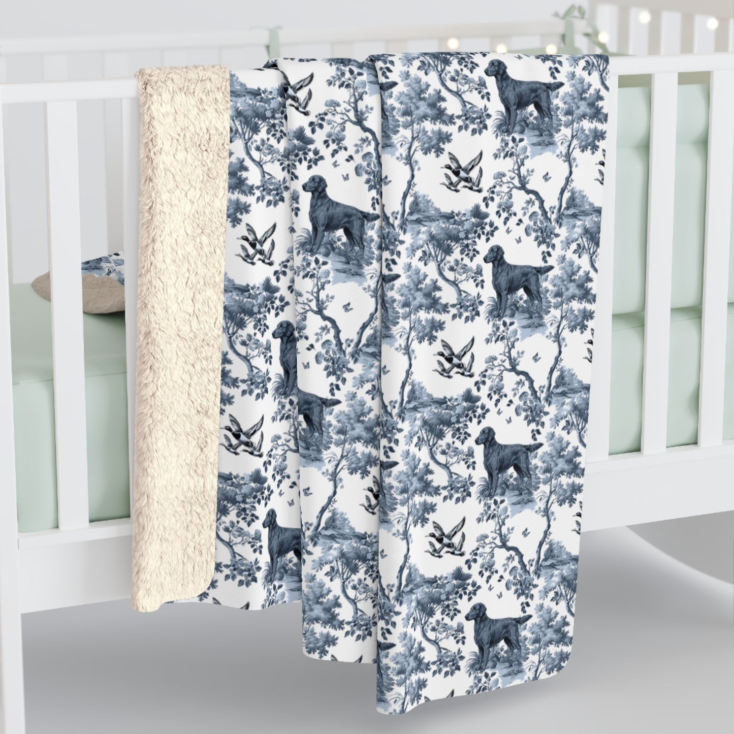 Flat-Coated Retriever Blanket - Toile Pattern