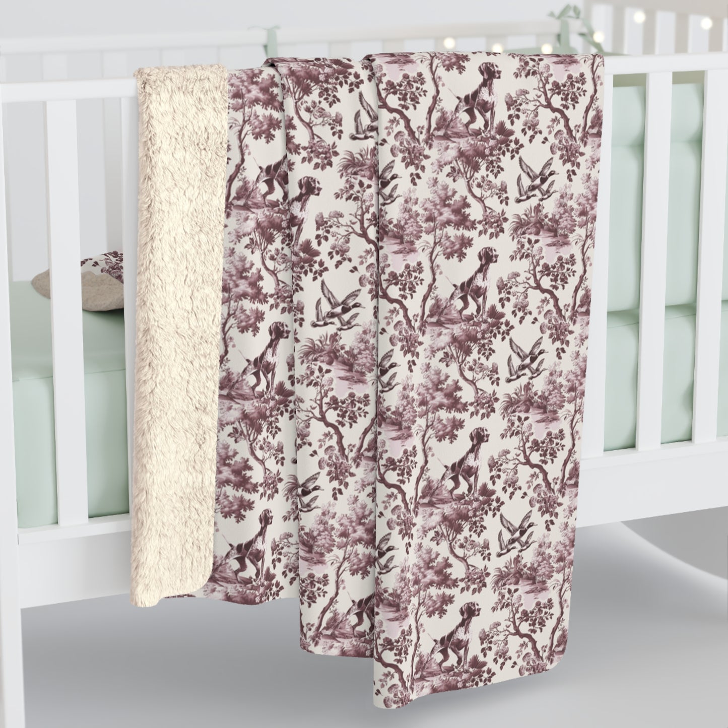 German Shorthaired Pointer Blanket - Pink Toile Pattern