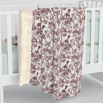 German Shorthaired Pointer Blanket - Pink Toile Pattern