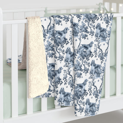 English Cocker Spaniel Blanket - Toile Pattern
