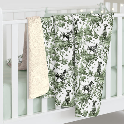 Dalmatian Blanket - Sage Green Toile Pattern