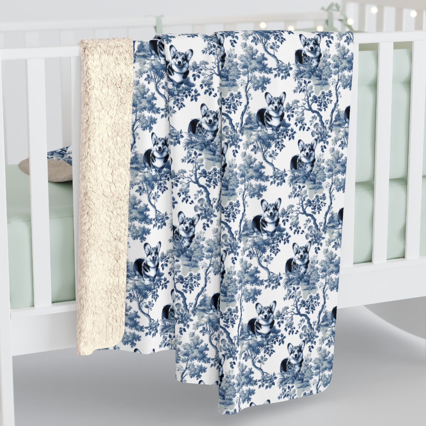 Pembroke Welsh Corgi Blanket - Toile Pattern