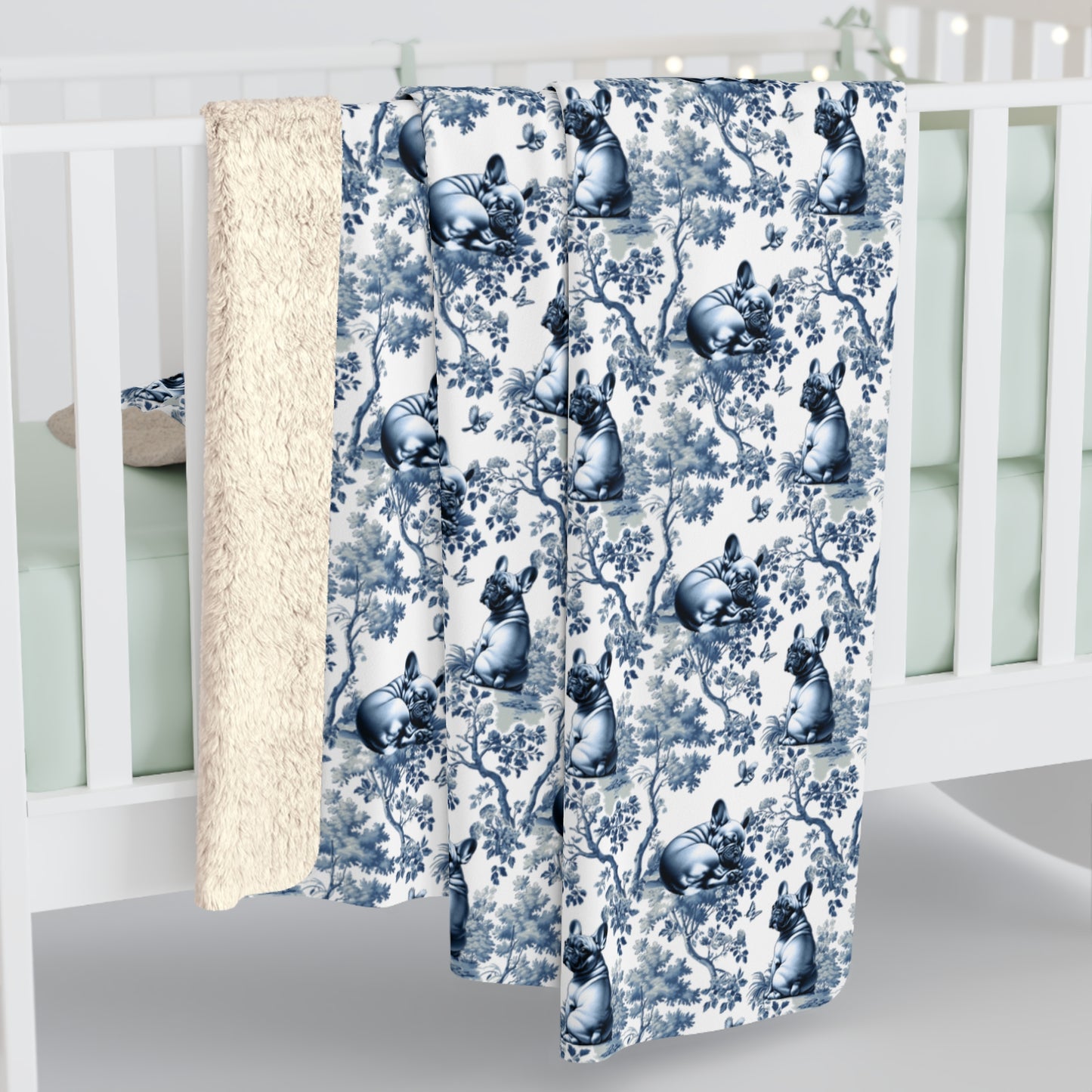 Fawn French Bulldog · Garden Toile Blanket
