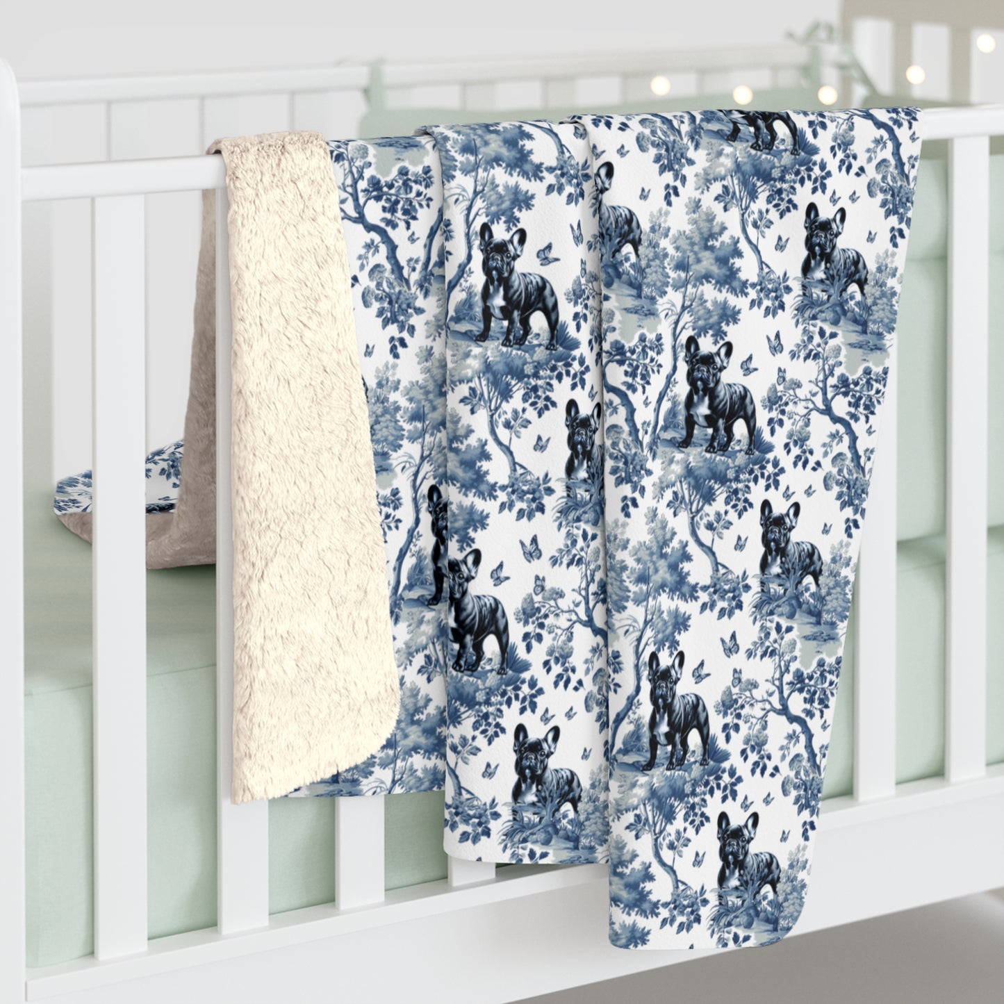 French Bulldog Blanket - Toile Pattern