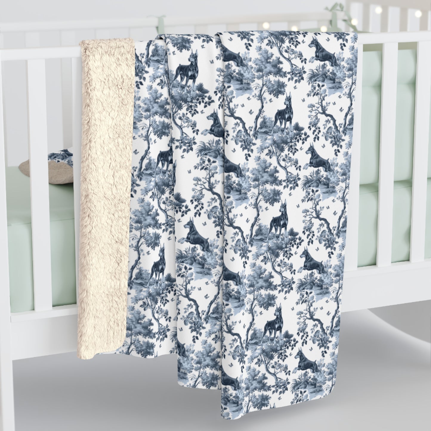 Doberman 2 Blanket - Toile Pattern