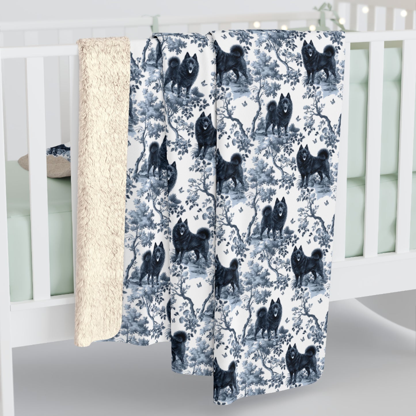 Schipperke (tail) Blanket - Toile Pattern
