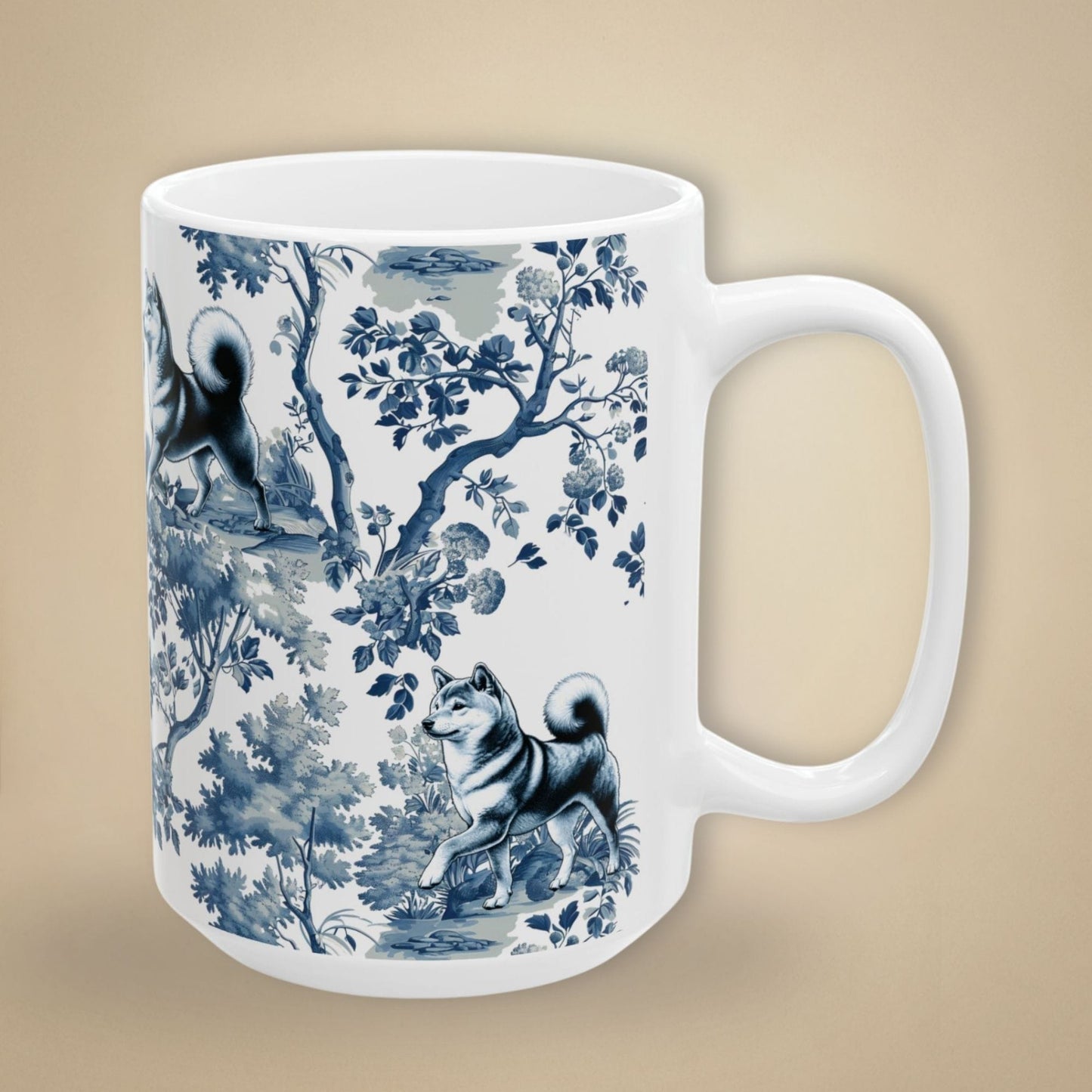 Shiba Inu Mug - Toile Pattern