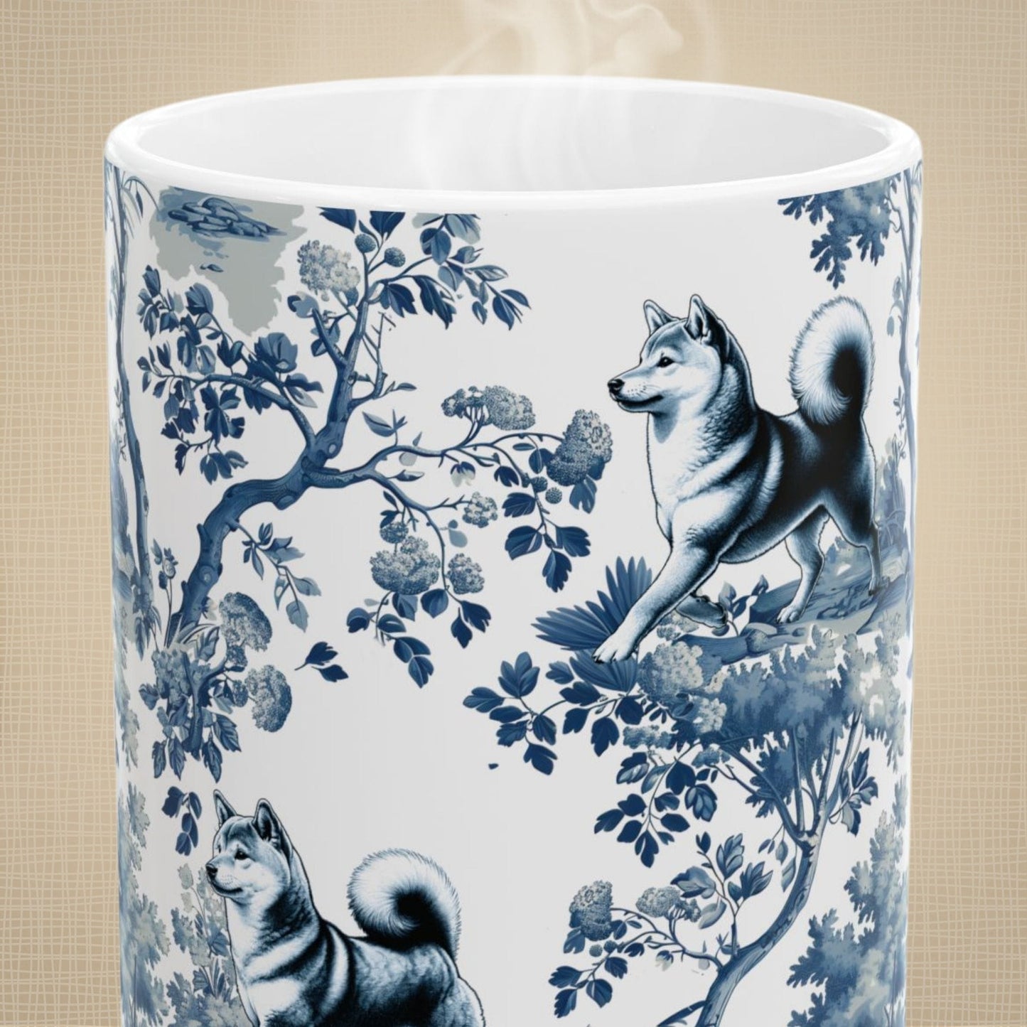 Shiba Inu Mug - Toile Pattern