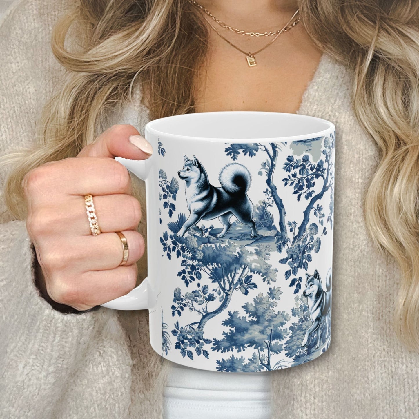 Shiba Inu Mug - Toile Pattern