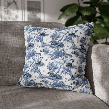 Italian Greyhound Pillow Cover - Blue Toile Pattern