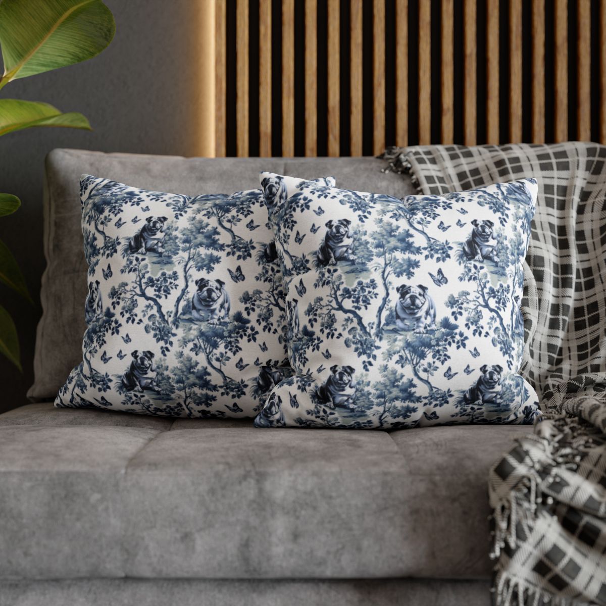 English Bulldog Pillow Cover - Toile