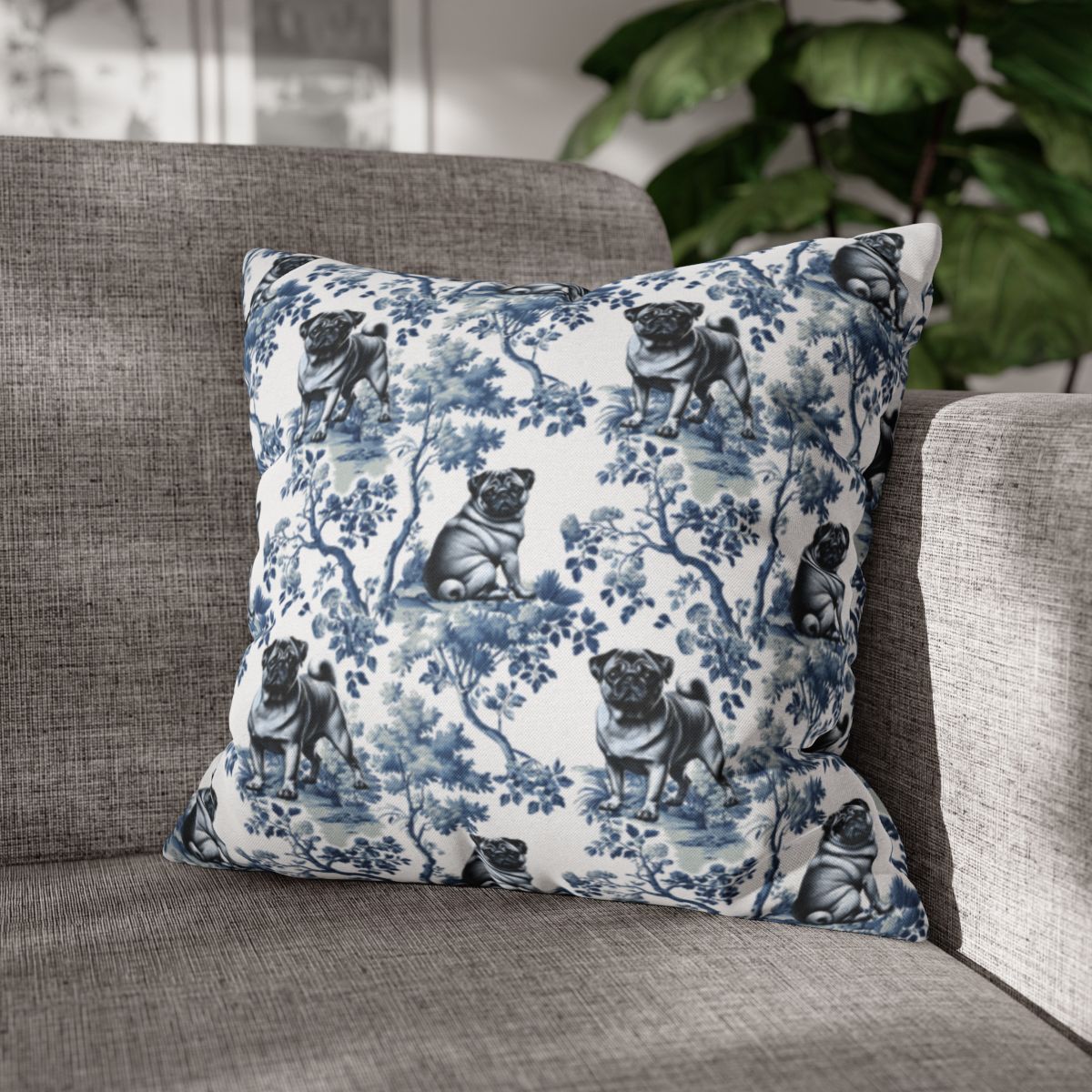 Pug Pillow Cover - Toile
