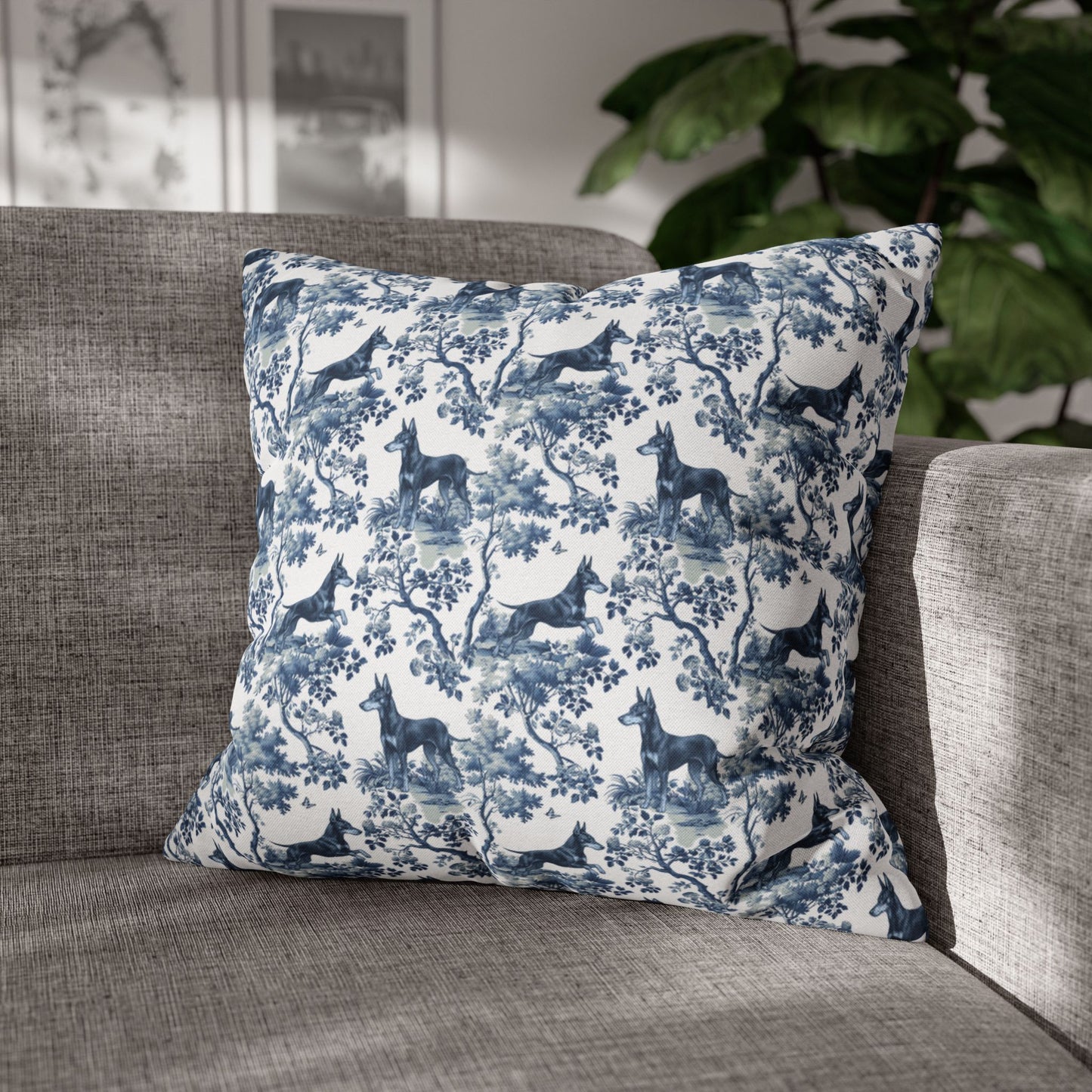 Manchester Terrier Pillow Cover - Toile Pattern