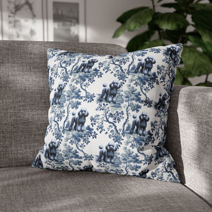 Poodle Pillow Cover - Blue Toile Pattern