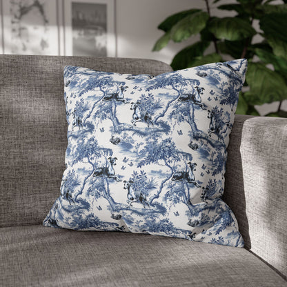 Whippet Pillow Cover - Blue Toile Pattern