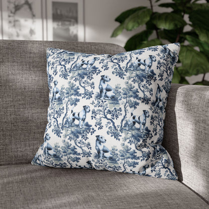 Parson Russell Terrier Pillow Cover - Blue Toile Pattern