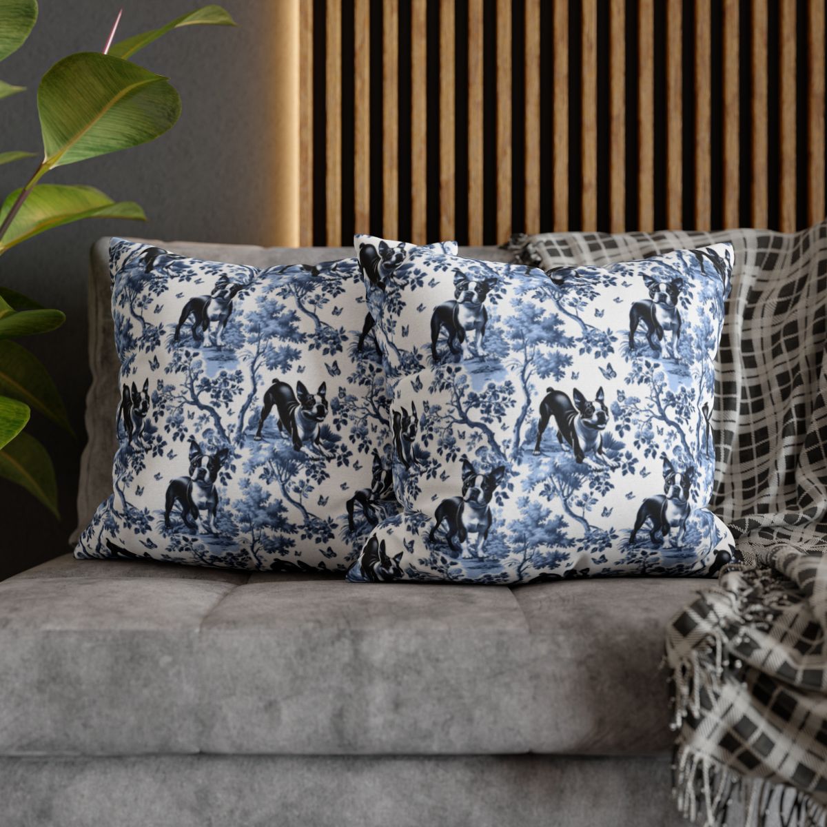 Boston Terrier Pillow Cover - Toile