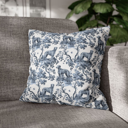 Scottish Deerhound Pillow Cover - Blue Toile Pattern