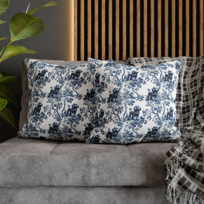 Poodle Pillow Cover - Blue Toile Pattern