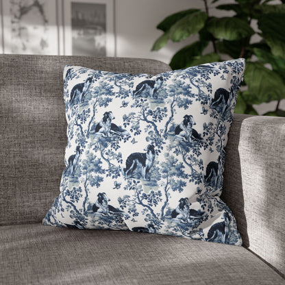 Borzoi Pillow Cover - Blue Toile Pattern