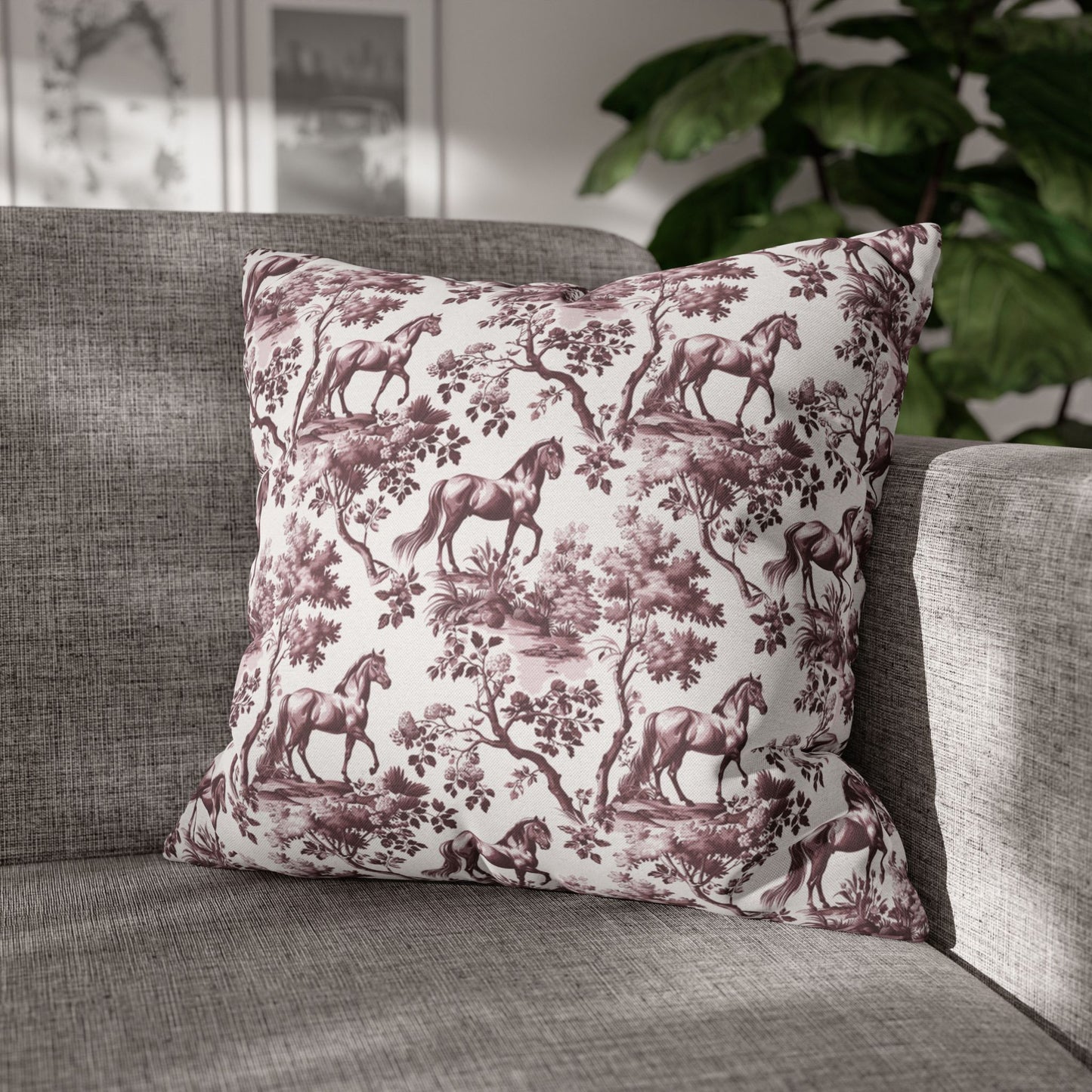 Horse · Garden Toile Pillow Cover