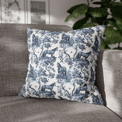 Quarter Horse Pillow Cover - Blue Toile Pattern