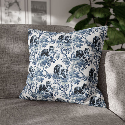 Australian Shepherd Pillow Cover - Blue Toile Pattern