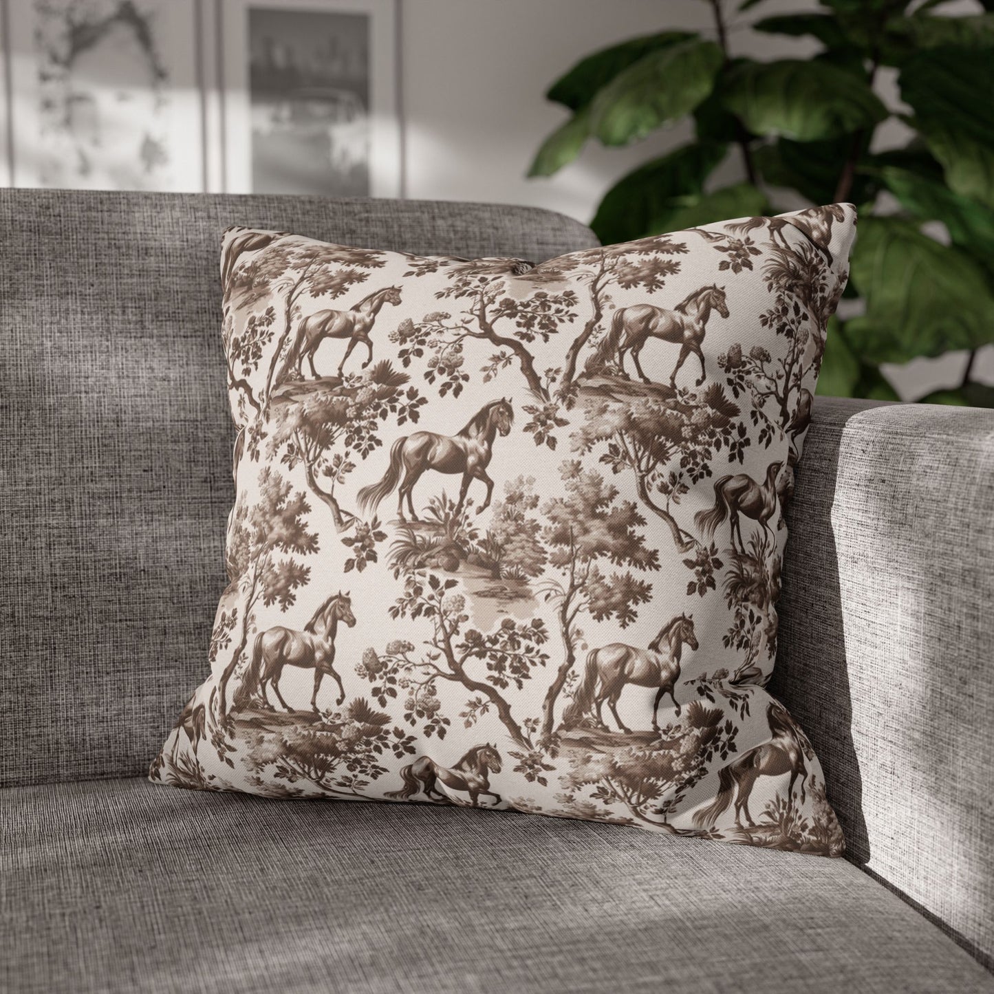 Horse · Garden Toile Pillow Cover