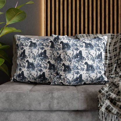 Kerry Blue Terrier Pillow Cover - Blue Toile Pattern