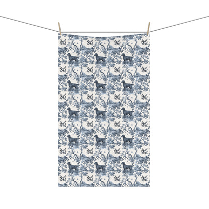 Flat-Coated Retriever Cotton Tea Towels - Toile Pattern