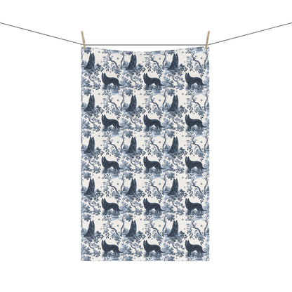 Belgian Sheepdog (Groenendael) Cotton Tea Towels - Toile Pattern