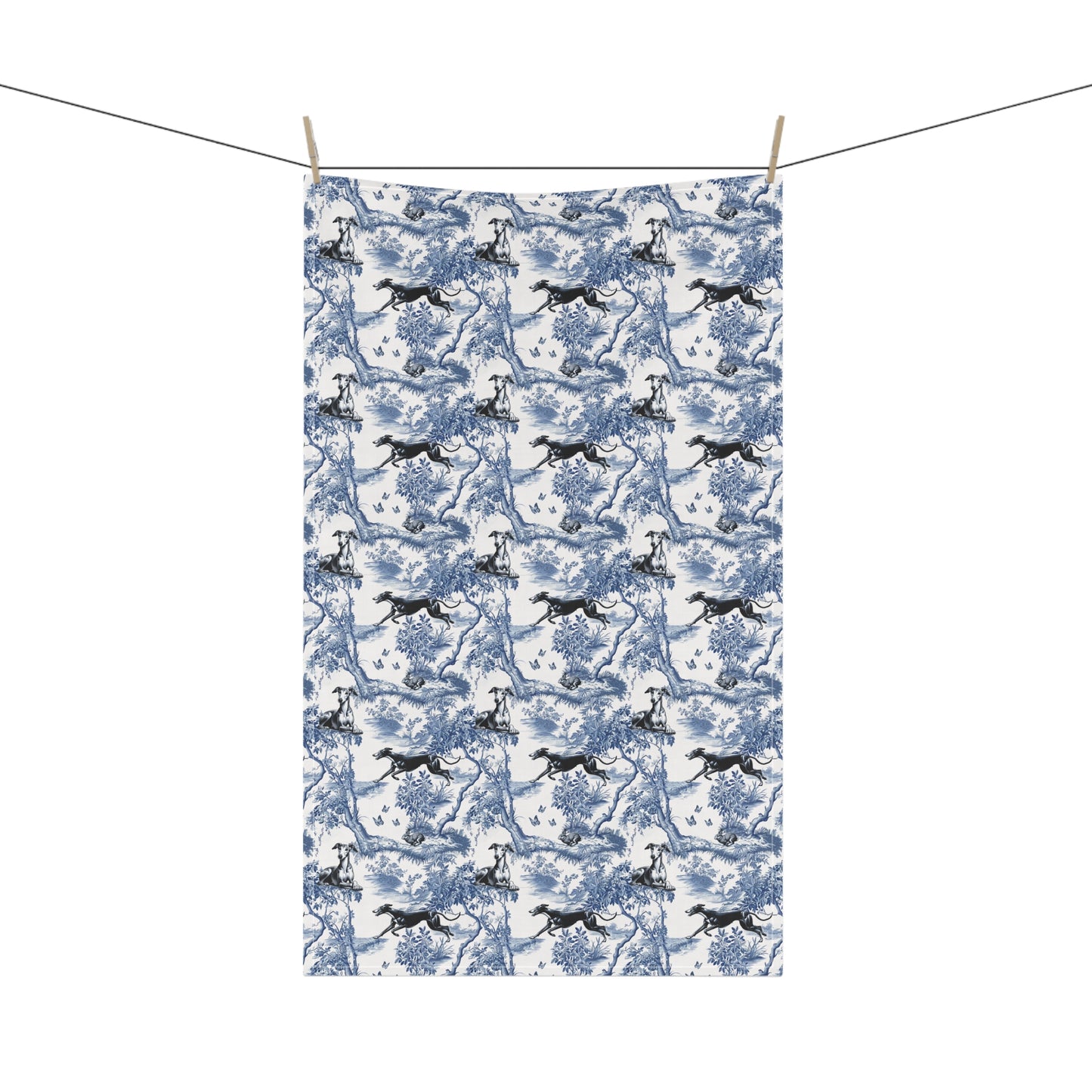 Greyhound Cotton Tea Towels - Toile Pattern