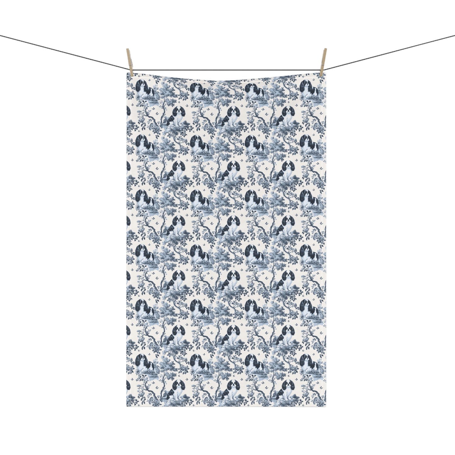 English Toy Spaniel Cotton Tea Towels - Toile Pattern