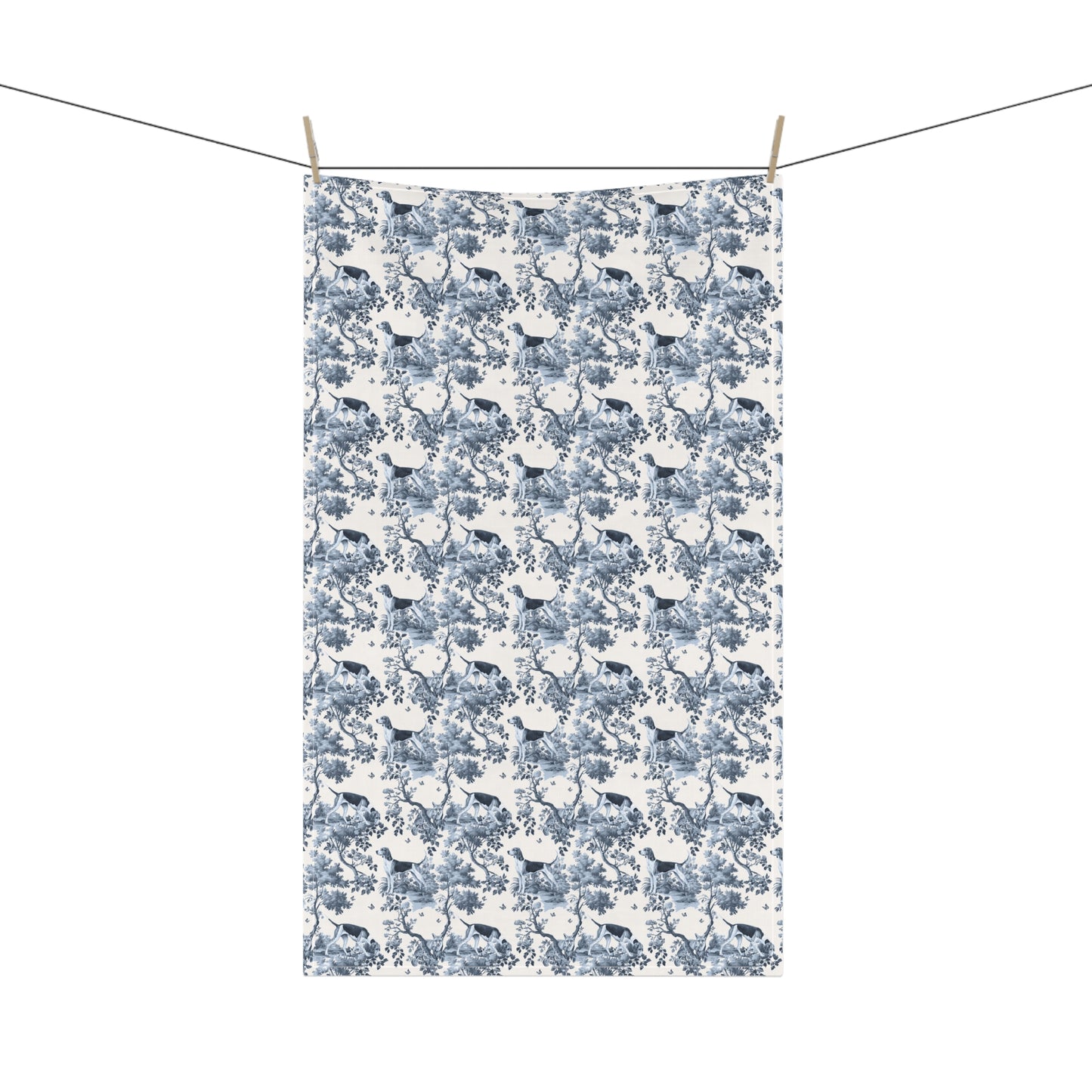 American Foxhound Cotton Tea Towels - Toile Pattern
