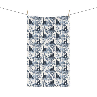 Afghan Hound Cotton Tea Towels - Blue Toile Pattern
