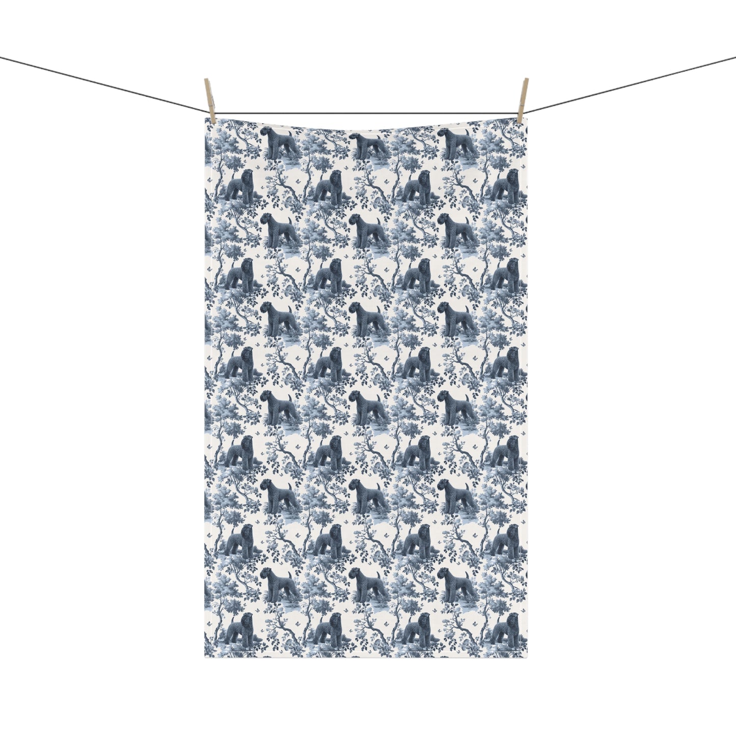 Kerry Blue Terrier Cotton Tea Towels - Toile Pattern
