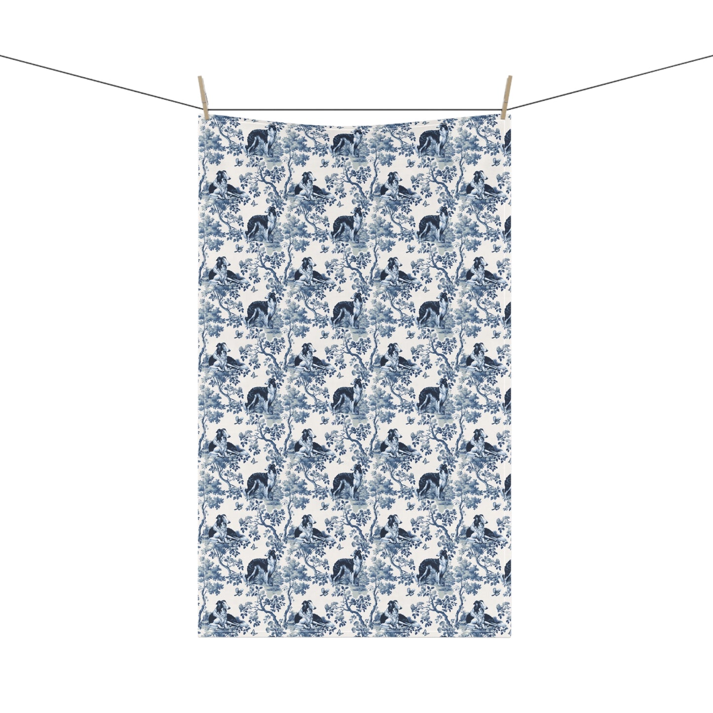 Borzoi Cotton Tea Towels - Toile Pattern